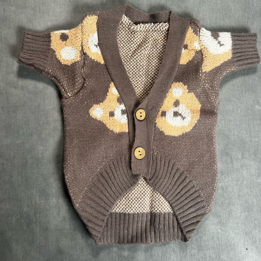 Brown Bear Pattern Dog Sweater